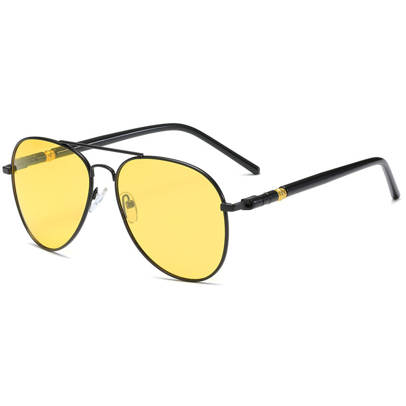 Wholesale Polarized sunglasses double beam color changing sunglasses day and night use driving frog mirror
